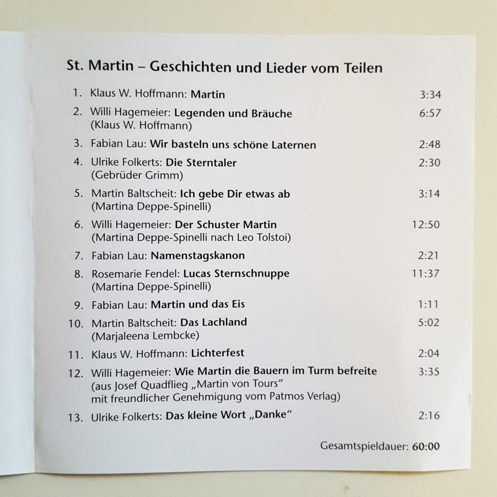 Sankt Martin CD Lieder und Geschichten Frau Piefke schreibt